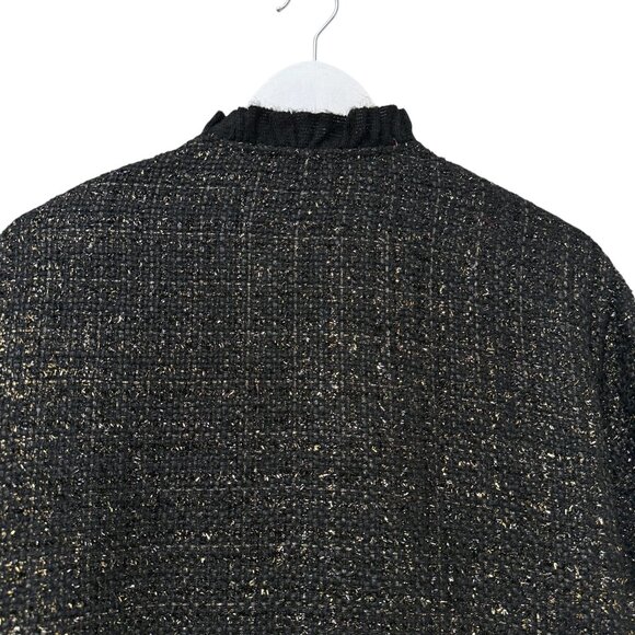 Caroline Rose Evening Jacket Plus Size 2X Black Gold Tweed Long Duster Blazer - Picture 5 of 13